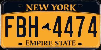 NY license plate FBH4474