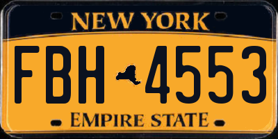 NY license plate FBH4553