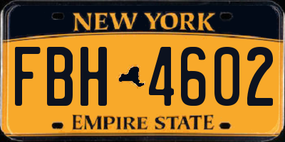 NY license plate FBH4602