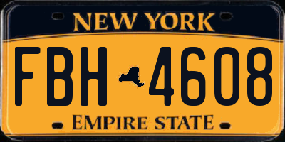 NY license plate FBH4608