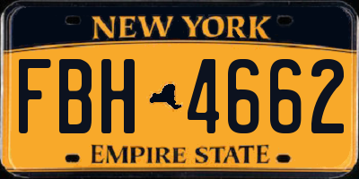 NY license plate FBH4662