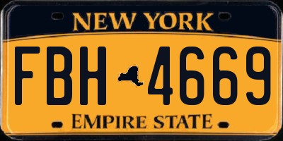 NY license plate FBH4669