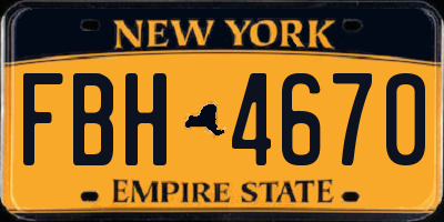 NY license plate FBH4670