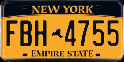 NY license plate FBH4755