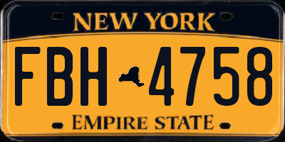 NY license plate FBH4758