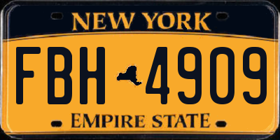 NY license plate FBH4909
