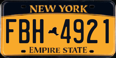 NY license plate FBH4921