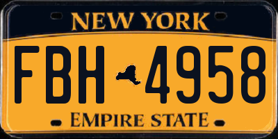NY license plate FBH4958