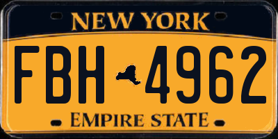 NY license plate FBH4962