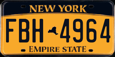 NY license plate FBH4964