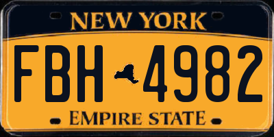 NY license plate FBH4982