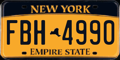 NY license plate FBH4990