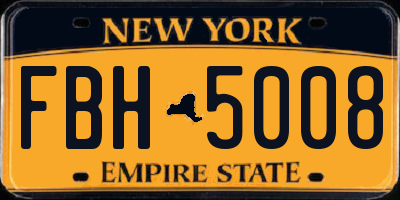 NY license plate FBH5008