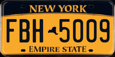 NY license plate FBH5009