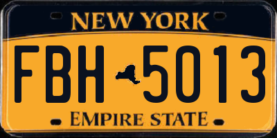 NY license plate FBH5013