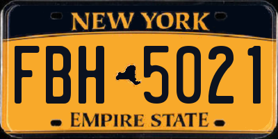 NY license plate FBH5021