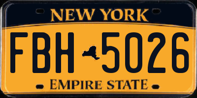 NY license plate FBH5026