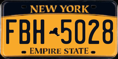 NY license plate FBH5028