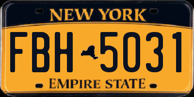 NY license plate FBH5031