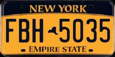NY license plate FBH5035