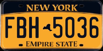 NY license plate FBH5036