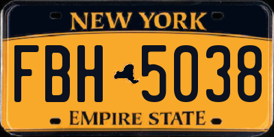NY license plate FBH5038