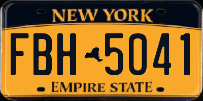 NY license plate FBH5041