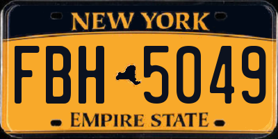 NY license plate FBH5049