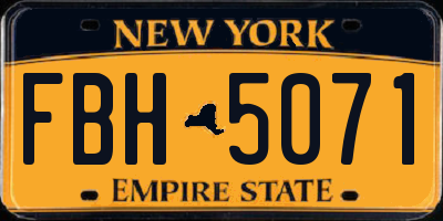 NY license plate FBH5071