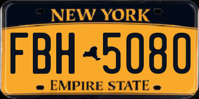NY license plate FBH5080