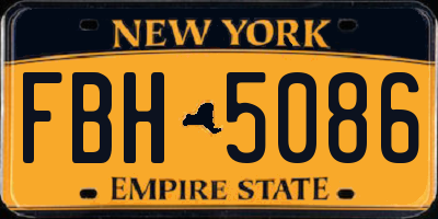 NY license plate FBH5086