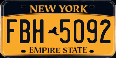 NY license plate FBH5092