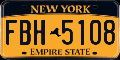 NY license plate FBH5108