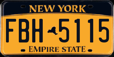 NY license plate FBH5115