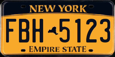 NY license plate FBH5123