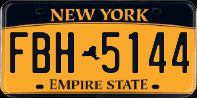 NY license plate FBH5144