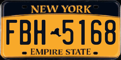 NY license plate FBH5168