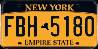 NY license plate FBH5180