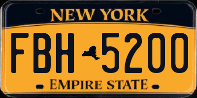 NY license plate FBH5200
