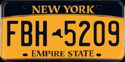 NY license plate FBH5209