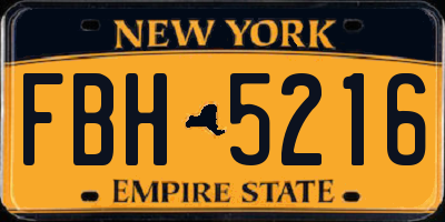 NY license plate FBH5216