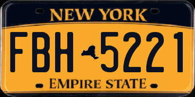 NY license plate FBH5221