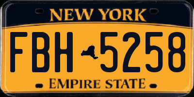 NY license plate FBH5258
