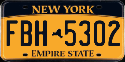 NY license plate FBH5302