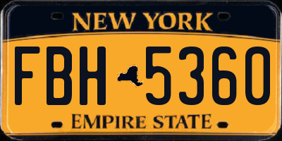 NY license plate FBH5360