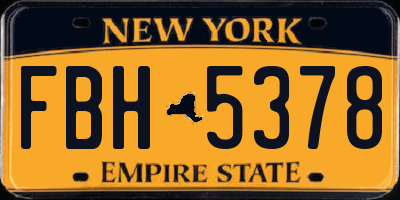 NY license plate FBH5378