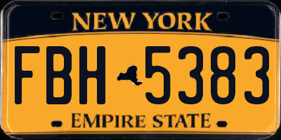 NY license plate FBH5383