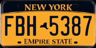 NY license plate FBH5387