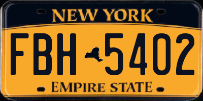 NY license plate FBH5402