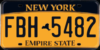 NY license plate FBH5482